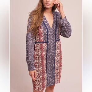 Akemi + Kin Anthropologie Size N Madigan Tunic Floral Boho Long Slv Shift Dress